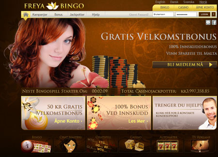 Freay Bingo bingoanmeldelse bilde av hjemmeside