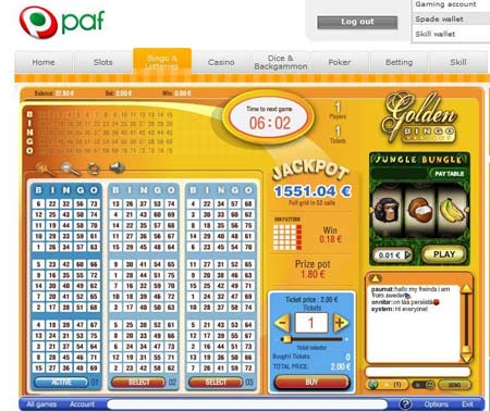 Paf Bingo skjermbilde