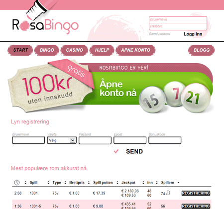 Rosa Bingo skjermbilde